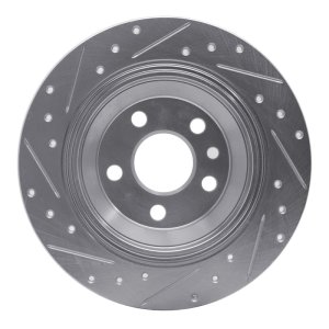 Volvo S80 Brake Rotor (1) - Rear Right - R1 Concepts - Drilled & Slotted - Silver - `07-`10